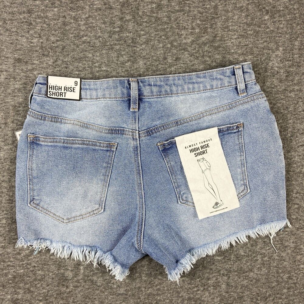 Almost Famous Cutoff Shorts Womens Juniors 9 High Rise Short Distressed Light - Picture 3 of 16